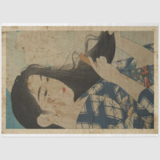 Japanese Women Brushing Hair Ukiyo Style Art No7 Tissue Paper