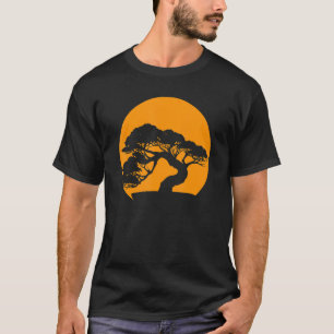 Japanese Women & Men Sunset Japan Retro Bonsai Tre T-Shirt