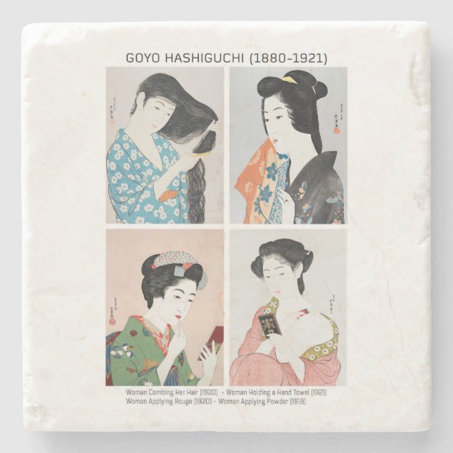 Japanese women portraits  - Goyō Hashiguchi Stone Coaster (Front)