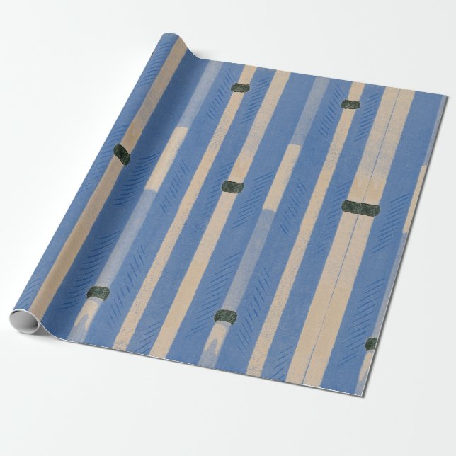 JAPANESE WOODBLOCK BAMBOO PATTERN WRAPPING PAPER (Unrolled)