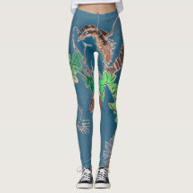 JAPANESE WOODBLOCK BIRD PRINTED Leggings