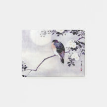 Japanese woodblock print bird post-it note gift