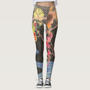 JAPANESE WOODBLOCK PRINT Leggings BIRD &STREAM