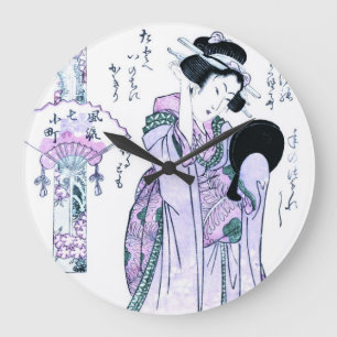 Japanese Woodblock Print of Kiyomizu komachi Large Clock