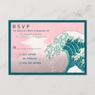 Japanese Woodblock Print Wedding RSVP Card