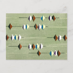 Japanese Woodcut Textile Postcard