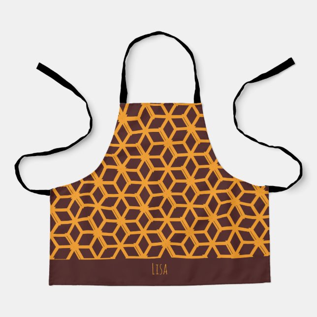Japanese Yellow Chocolate Minimal Pattern Apron (Front)