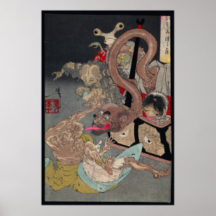 Japanese Yokai Ukiyo-e Omoi Tsuzura by Yoshitoshi Poster
