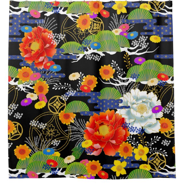 Japanese yuzen style shower curtain (Front)