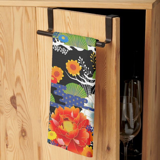 Japanese yuzen style tea towel (Thirds Fold)