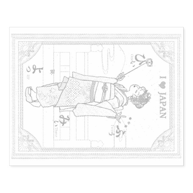 Japan's ancient capital and cute maiko. rubber stamp (Imprint)