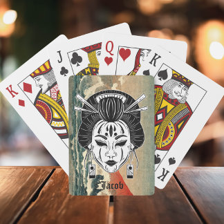 Japanse style retro seawave monogram playing cards