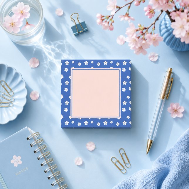 Japnese plum floral blue kawaii  post-it notes (Creator Uploaded)
