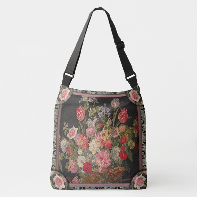 Jaquesbloom Victorian Floral Pretty Pattern Crossbody Bag (Front)