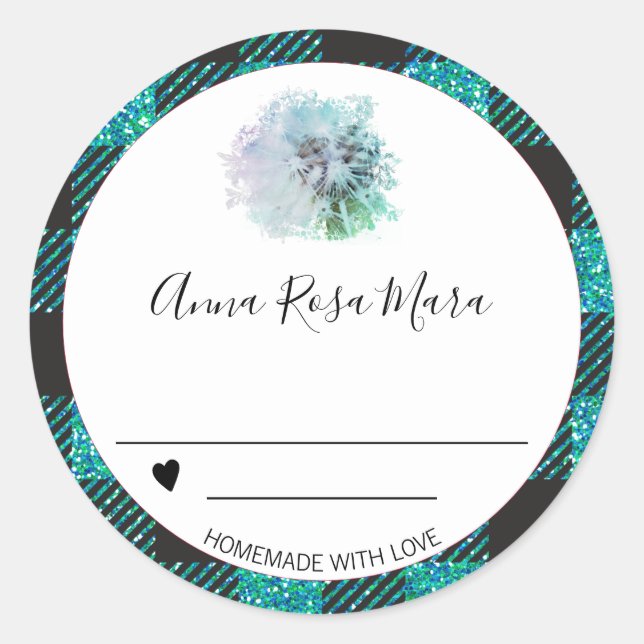 *~* Jar Buffalo Gingham AP30 Dandelion Heart Classic Round Sticker (Front)