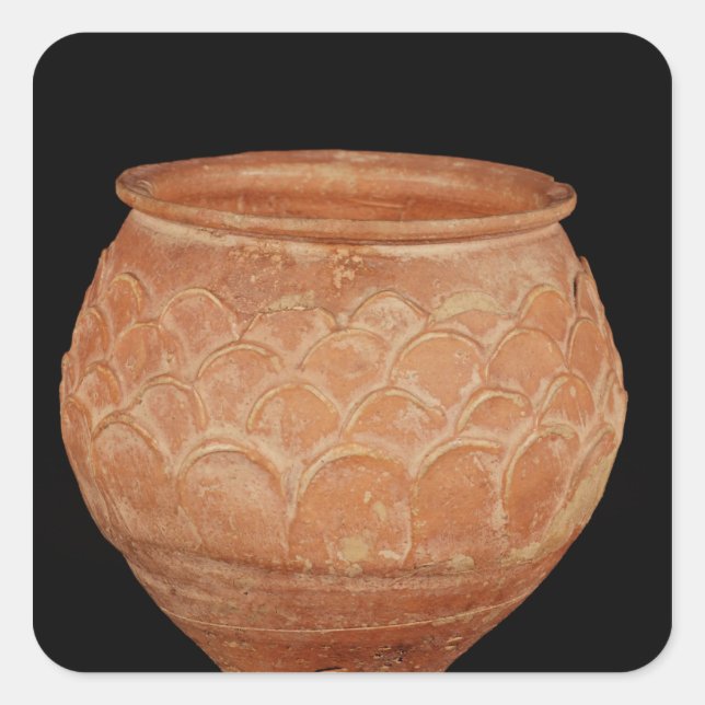 Jar decorated with overlapping applied scales square sticker (Front)
