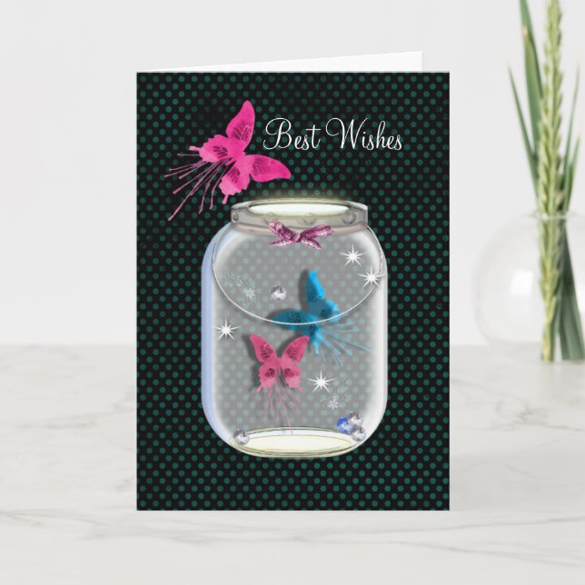 Jar Full Of Butterflies Dreams & Wishes Card (Front)