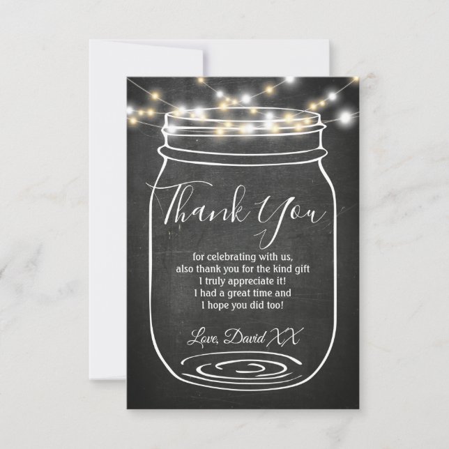 Jar, mason jar,  adult, thank you card (Front)