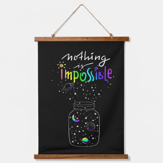 Jar of Dreams: Rainbow Wood Topped Wall Tapestry (Front)