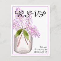 Jar of Lilacs Rustic Watercolor Wedding RSVP