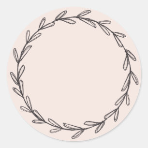 Jar/ Spice Blank Hand Drawn Wreath Blush Pink Clas Classic Round Sticker