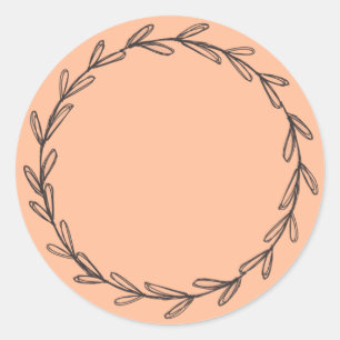 Jar/ Spice Blank Wreath Peach Fuzz Classic Round Sticker