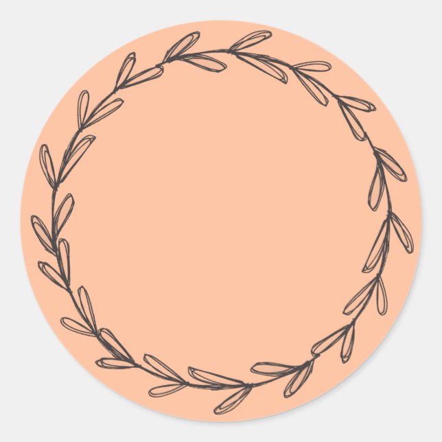 Jar/ Spice Blank Wreath Peach Fuzz Classic Round Sticker (Front)