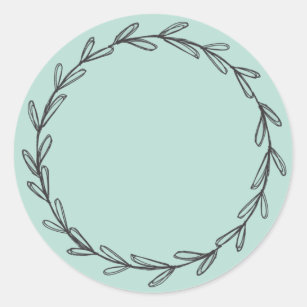 Jar/ Spice mint green Blank Hand Drawn Wreath  Classic Round Sticker