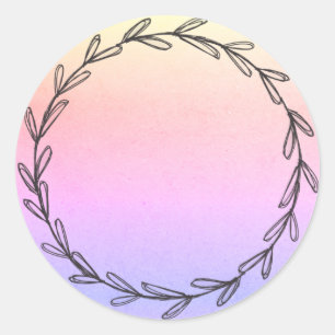 Jar/ Spice Rainbow Blank Hand Drawn Wreath  Classic Round Sticker