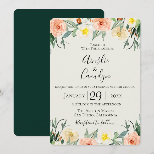 Jardin De Fleurs Wedding Invitation (Front/Back)