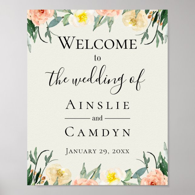 Jardin De Fleurs Wedding Welcome Poster (Front)
