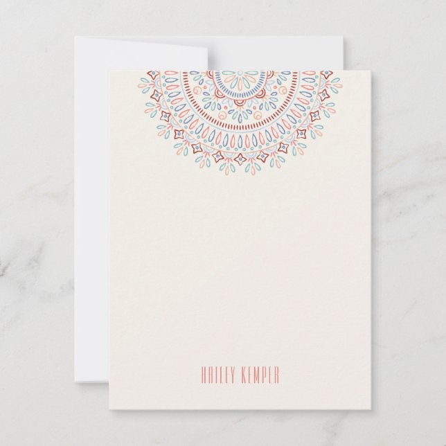 Jardin Mandala Stationery - Salmon Invitation (Front)