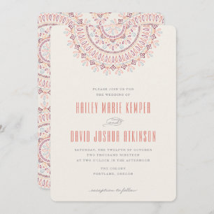 Jardin Mandala Wedding Invitation - Coral