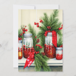 Jars and berries budget Christmas Holiday Card