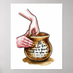 Jars of Clay - Potter throwing a vase - watercolor Poster