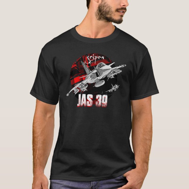 JAS-39 Gripen Swedish Air Force Fighterjet T-Shirt (Front)