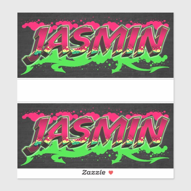 Jasmin First Name Graffiti Sticker (Sheet)