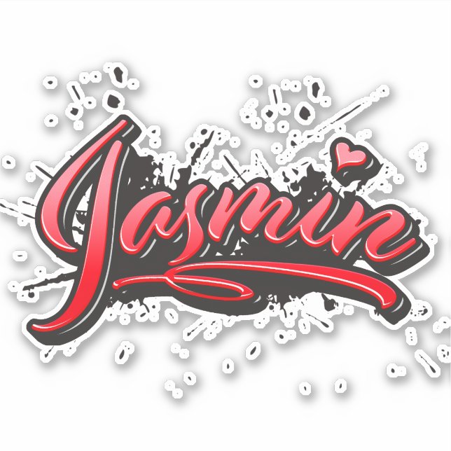 Jasmin red Heart Graffiti Sticker (Front)