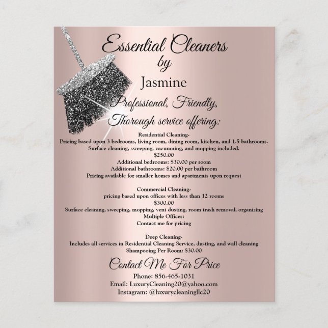 Jasmine Cleaning Service House Keeping Rose Silver Flyer (Front)