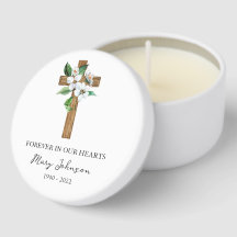 Jasmine Cross Funeral Mini Candle Favors