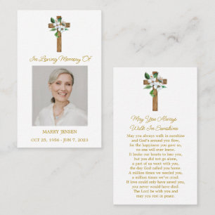 Jasmine Cross Memorial Photo Funeral Prayer Card