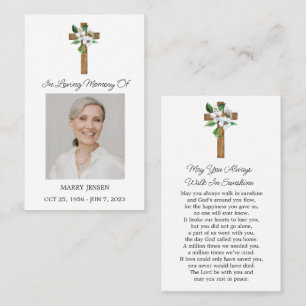 Jasmine Cross Memorial Photo Funeral Prayer Card