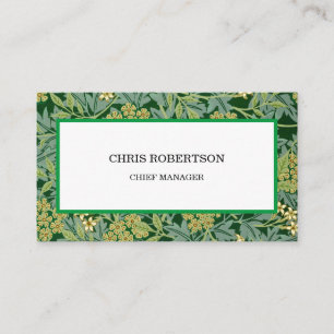 Jasmine Floral Pattern Green White Minimalist Business Card