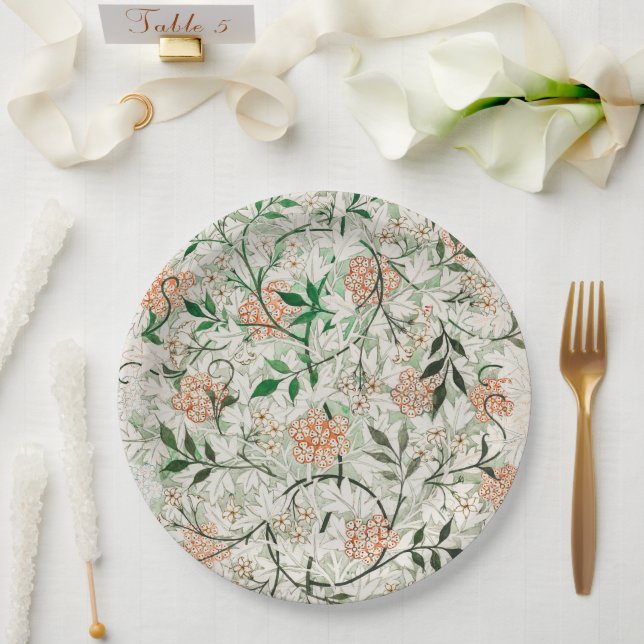 Jasmine Flower Painting Artwork Paper Plate (Wedding)