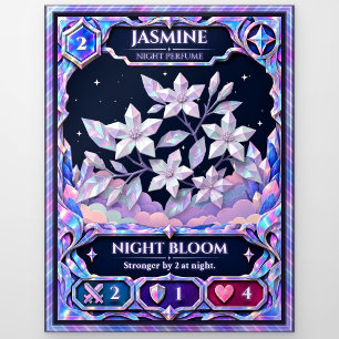 Jasmine Flower, Rainbow Foil Art Postcard