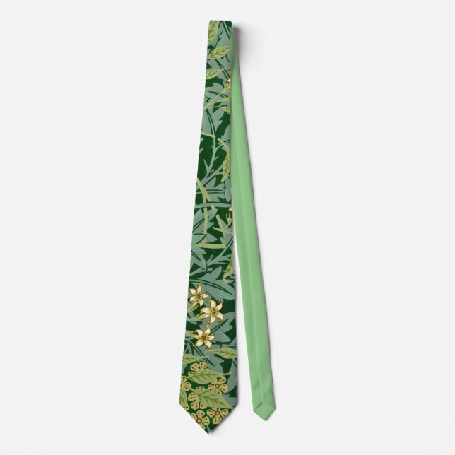 Jasmine Flower Vintage Ornament Illustration Tie (Front)