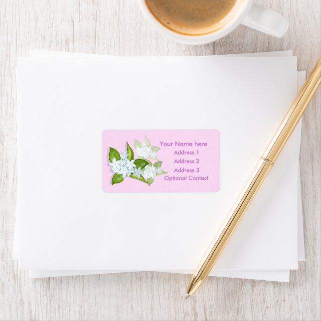 Jasmine Flowers Customisable Address Labels (Insitu)