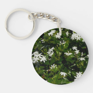 Jasmine Flowers Tropical Floral Botanical Key Ring