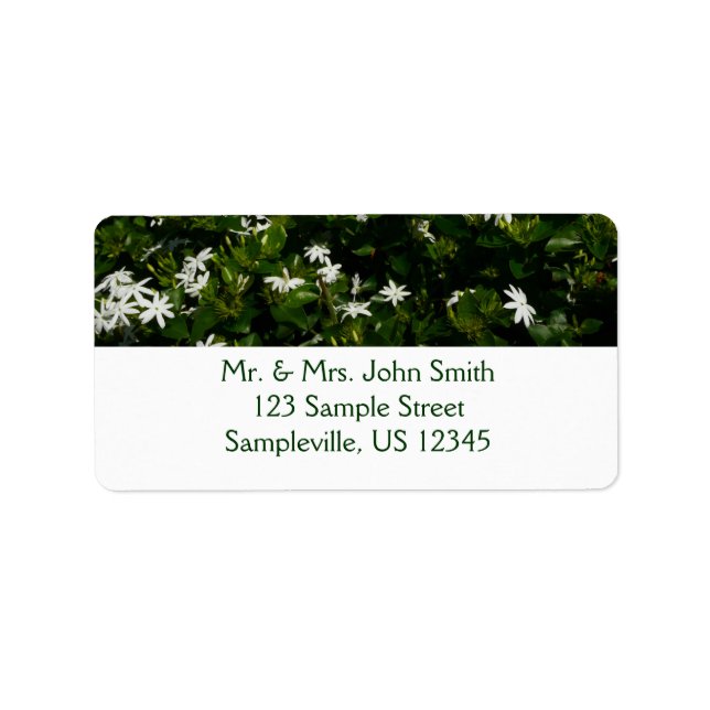 Jasmine Flowers Tropical Floral Botanical Label (Front)