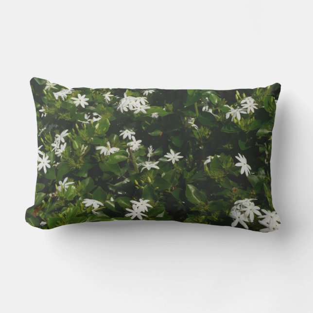 Jasmine Flowers Tropical Floral Botanical Lumbar Cushion (Front)